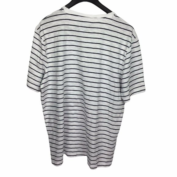 1901 Mens Short Sleeve Navy & White Rugby Stripe T-shirt 100% Cotton Size XXL - Picture 3 of 4